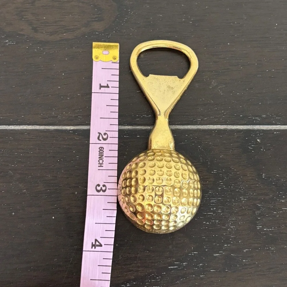 Vintage | Solid Brass | Golf Ball Bottle Opener | 4 Inch